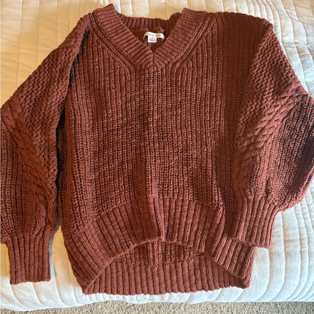 American Eagle Outfitters Brown V-Neck Sweater